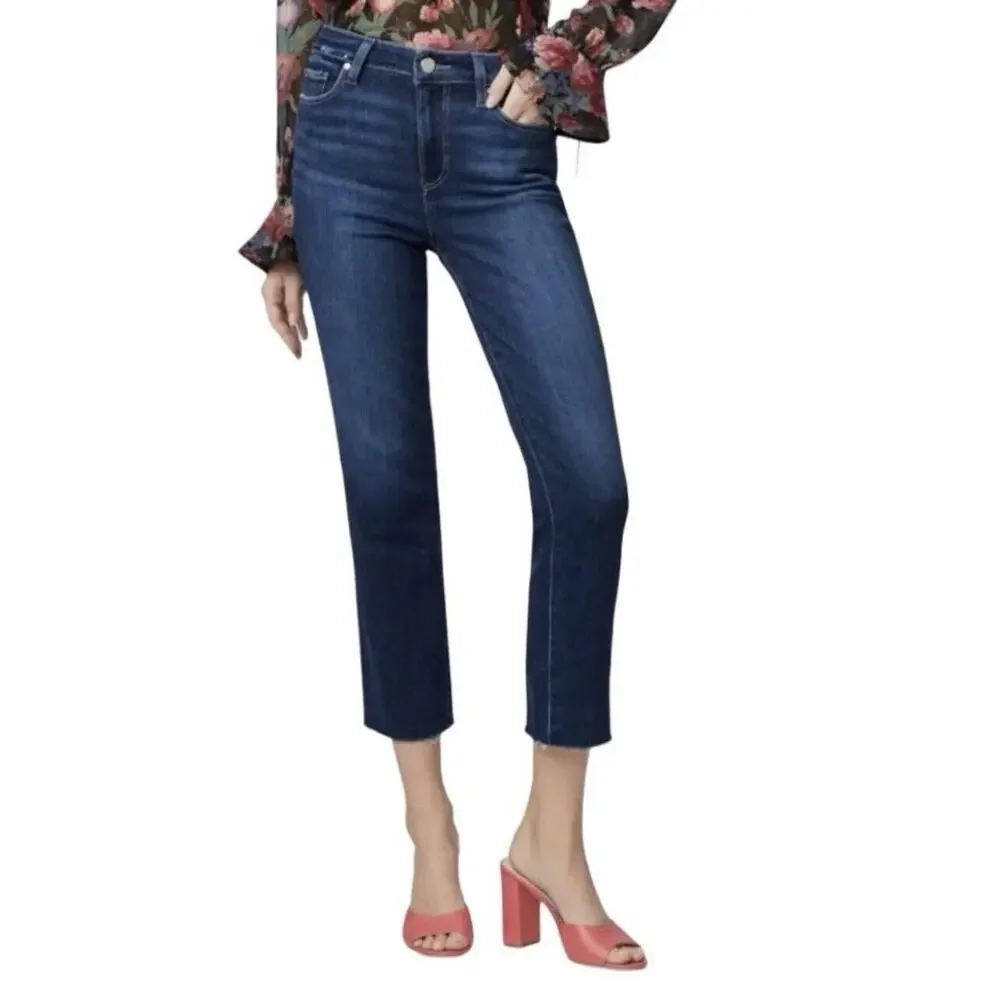 NWT PAIGE Cindy High Rise Straight Crop Jeans Womens 24 Wonderwall Dark Wash